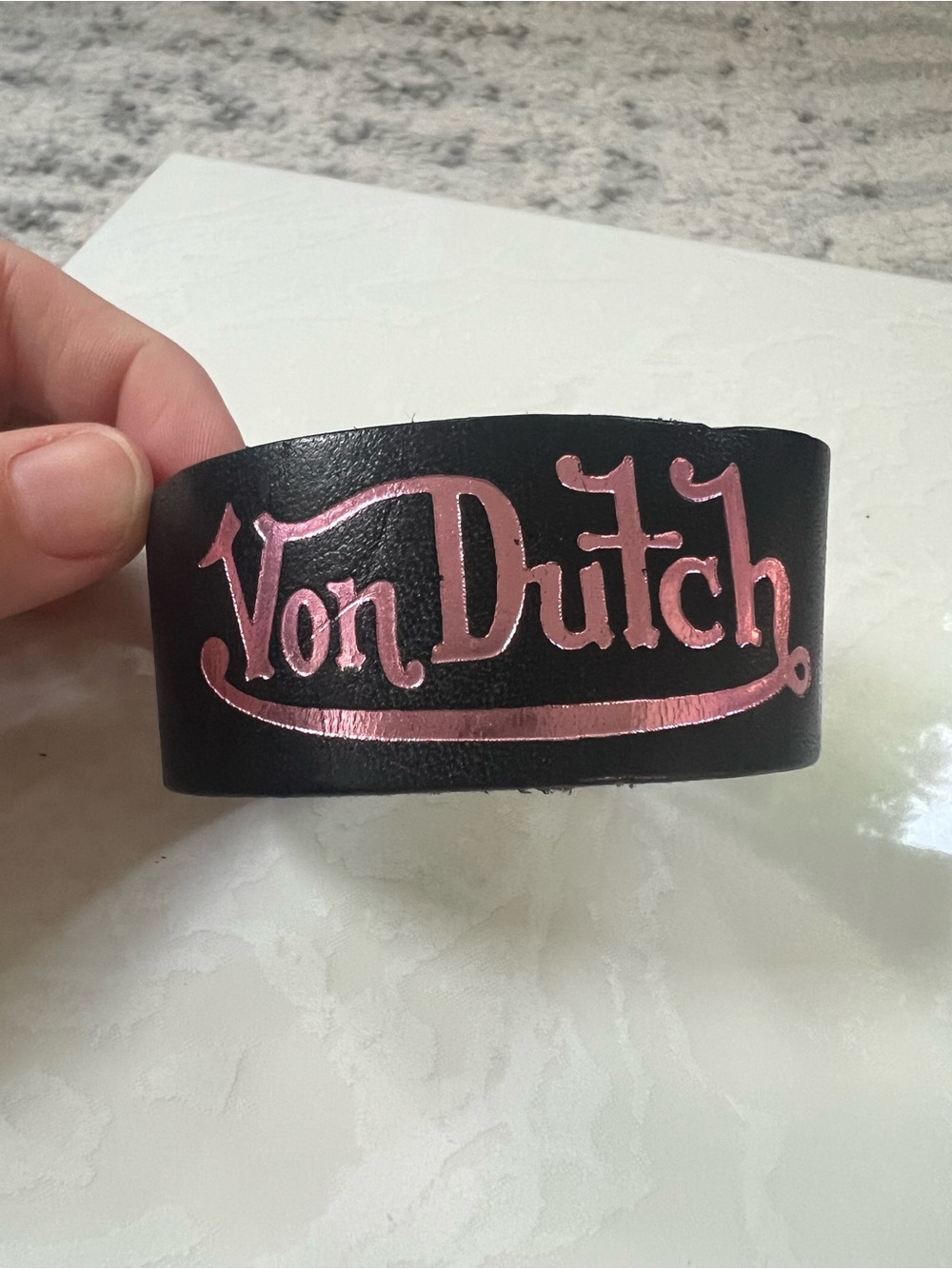 Rare Von Dutch Snap Bracelet Black Pink Cuff Vintage Y2K